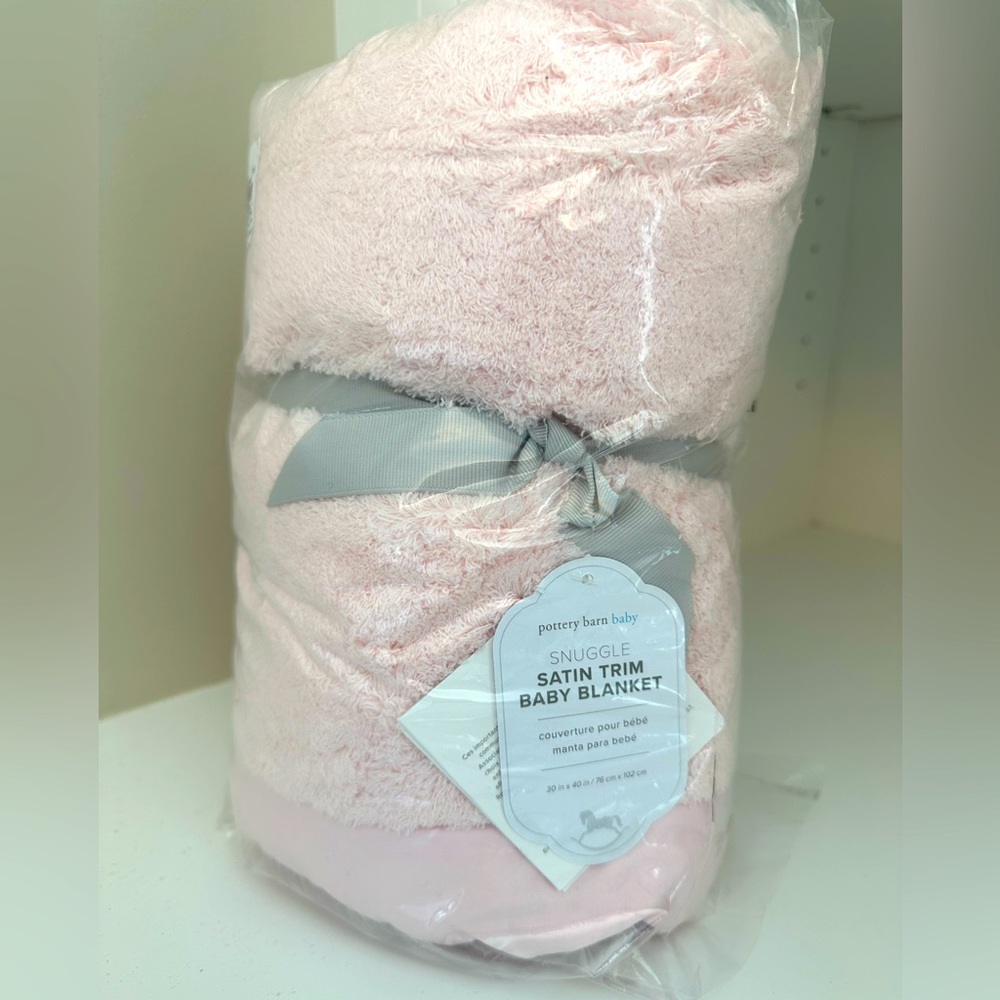 COPY - Pottery Barn Baby Satin Trim Baby Blanket